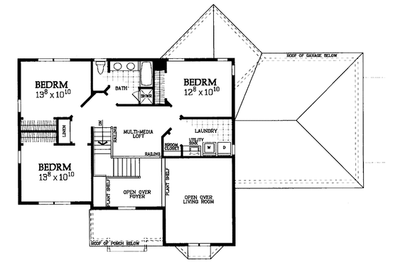 Floor Plan - Upper Floor for Country House Plan #72-1092 - 4 bed, 2.5 bath