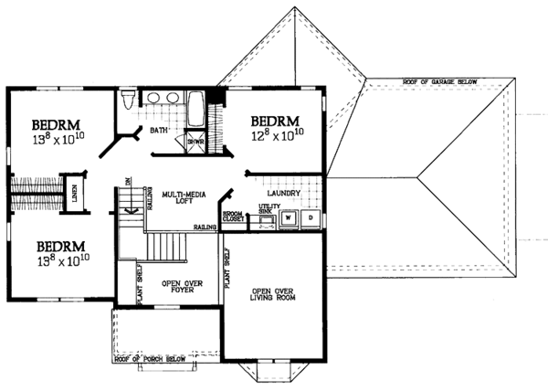 House Blueprint - Country Floor Plan - Upper Floor Plan #72-1092