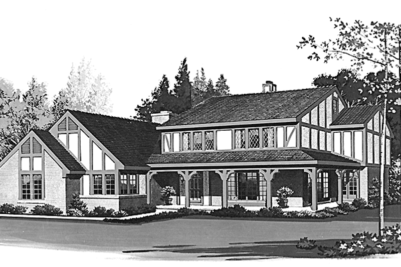 Architectural House Design - Tudor Exterior - Front Elevation Plan #72-789