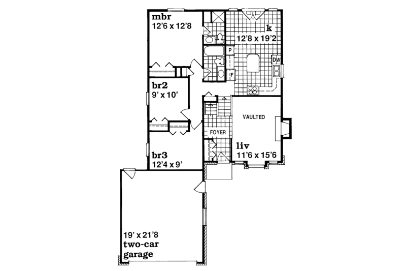 Home Plan - Floor Plan - Main Floor for Prairie House Plan #47-781 - 3 bed, 2 bath