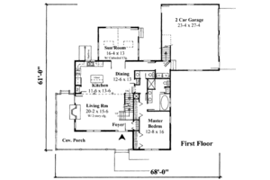Floor Plan - Main Floor for Traditional House Plan #75-166 - 4 bed, 2.5 bath