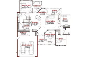 Floor Plan - Main Floor for Traditional House Plan #63-191 - 3 bed, 2 bath