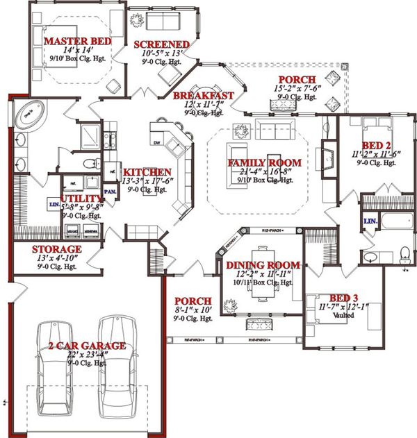 Traditional Floor Plan - Main Floor Plan #63-191