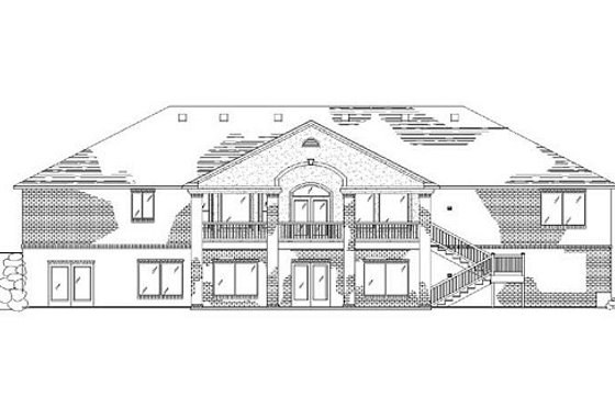 Exterior - Rear Elevation for Traditional House Plan #5-268 - 6 bed, 4.5 bath