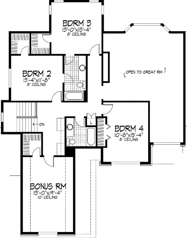 Architectural House Design - Country Floor Plan - Upper Floor Plan #51-784