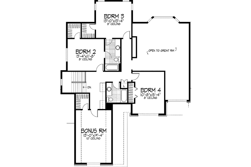 Home Plan - Floor Plan - Upper Floor for Country House Plan #51-784 - 4 bed, 3.5 bath