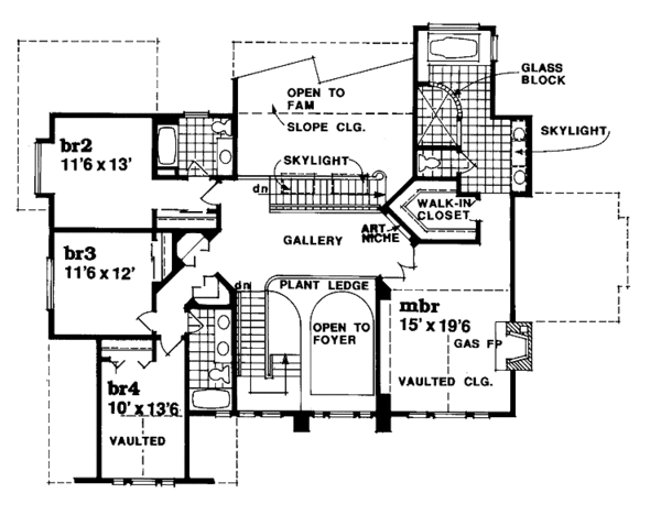 House Blueprint - Traditional Floor Plan - Upper Floor Plan #47-1009