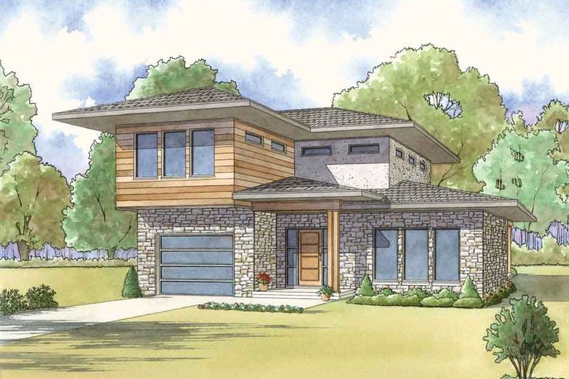 Home Plan - Contemporary Exterior - Front Elevation Plan #17-2600
