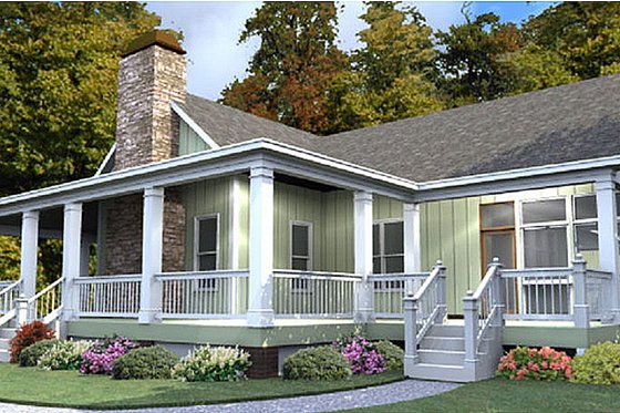 Exterior - Front Elevation for Farmhouse House Plan #63-388 - 3 bed, 2 bath