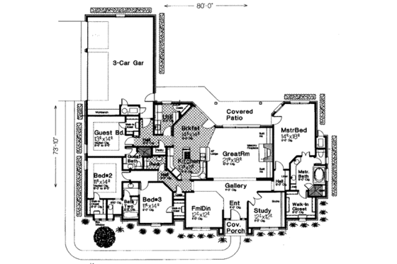 Floor Plan - Main Floor for European House Plan #310-279 - 4 bed, 3.5 bath