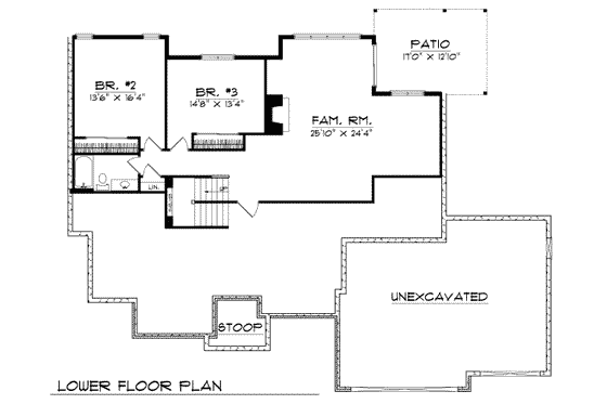 Floor Plan - Lower Floor for Traditional House Plan #70-287 - 3 bed, 1.5 bath