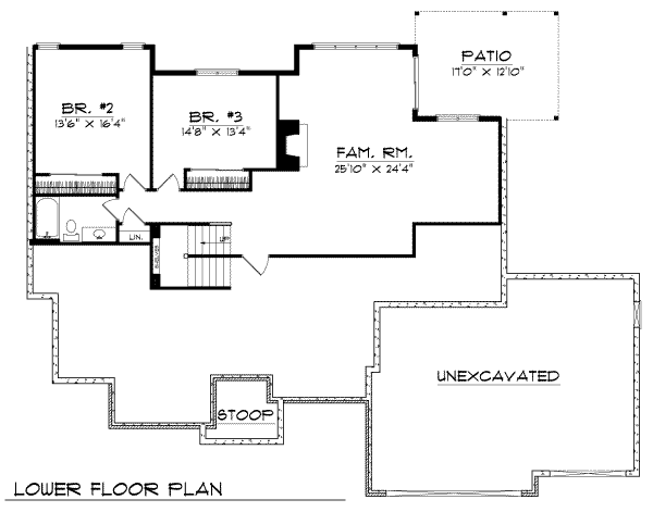 Traditional Floor Plan - Lower Floor Plan #70-287