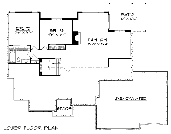 Dream House Plan - Traditional Floor Plan - Lower Floor Plan #70-287