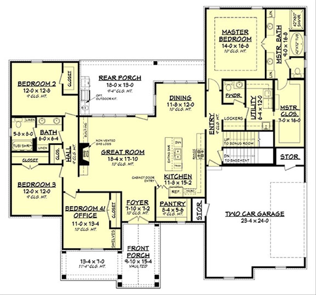 Modern Style House  Plan  4  Beds 2 5  Baths  2373 Sq Ft Plan  