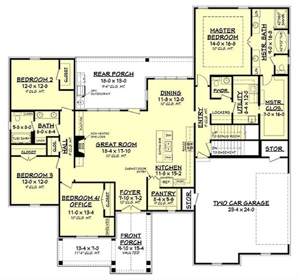 Modern Style House  Plan  4  Beds 2 5  Baths  2373 Sq Ft Plan  