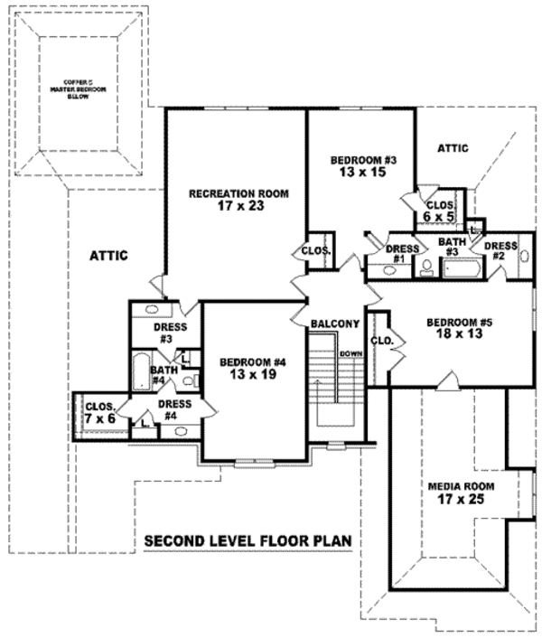 European Floor Plan - Upper Floor Plan #81-1315