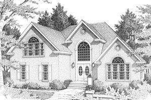 Architectural House Design - Front View - 2700 square foot European home