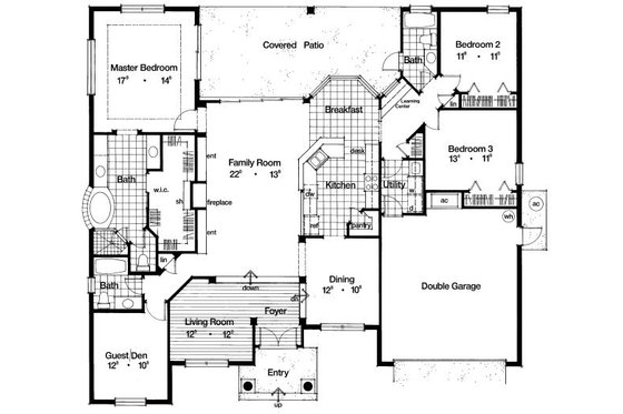 Floor Plan - Main Floor for Mediterranean House Plan #417-270 - 3 bed, 3 bath
