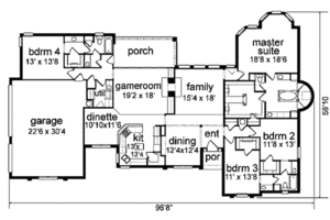 Floor Plan - Main Floor for Traditional House Plan #84-152 - 4 bed, 3 bath