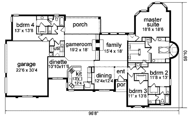 Traditional Floor Plan - Main Floor Plan #84-152