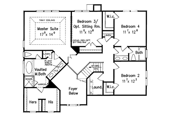 Floor Plan - Upper Floor for Traditional House Plan #927-13 - 5 bed, 3 bath