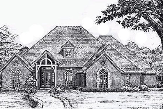 Exterior - Front Elevation for European House Plan #310-917 - 3 bed, 3.5 bath