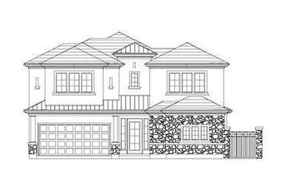 Exterior - Front Elevation for European House Plan #411-856 - 4 bed, 3.5 bath