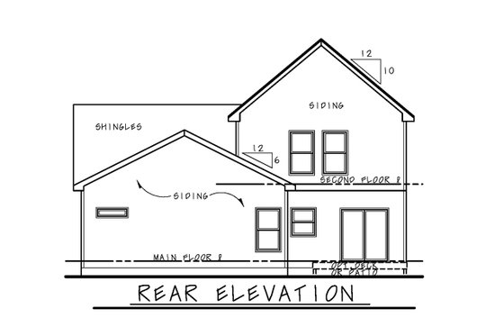 Exterior - Rear Elevation for Traditional House Plan #20-2441 - 4 bed, 3.5 bath