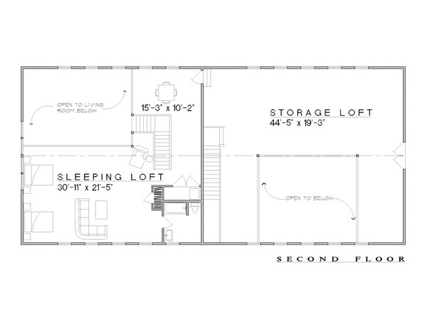 Barndominium Floor Plan - Upper Floor Plan #935-28