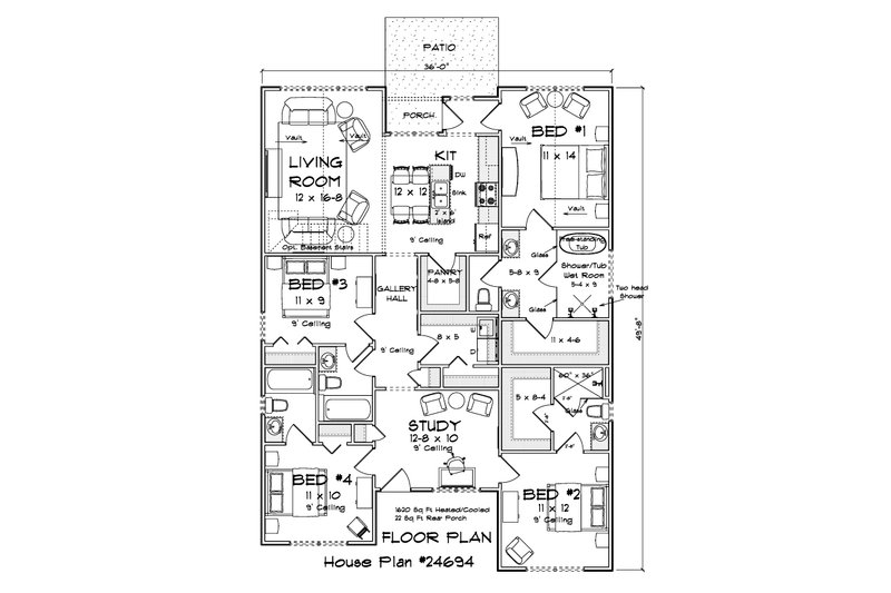 Home Plan - Floor Plan - Main Floor 1 for Modern House Plan #513-2486 - 4 bed, 4 bath