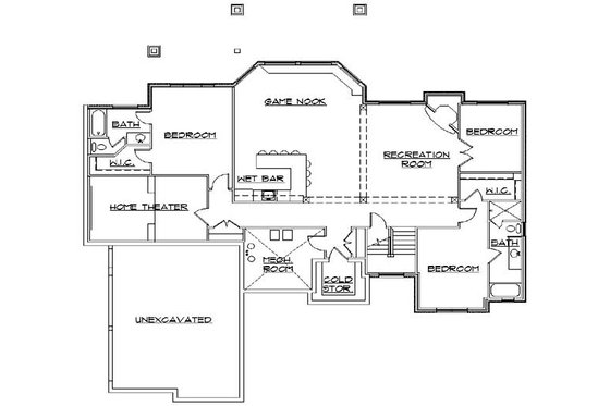 Floor Plan - Lower Floor for Traditional House Plan #5-360 - 5 bed, 4.5 bath