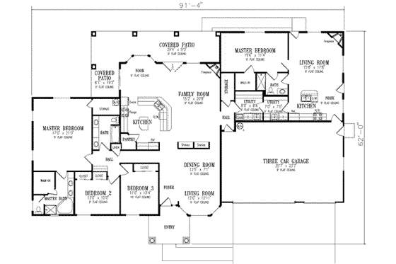 Floor Plan - Main Floor for Ranch House Plan #1-793 - 4 bed, 3 bath