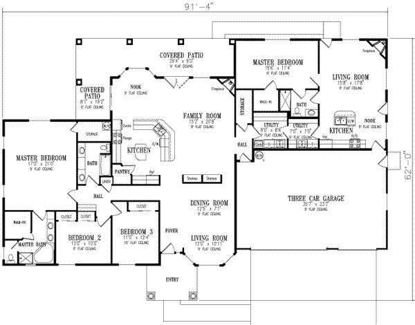 Home Plan - Ranch Floor Plan - Main Floor Plan #1-793