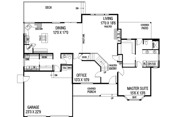 Floor Plan - Main Floor for Traditional House Plan #60-454 - 4 bed, 2.5 bath