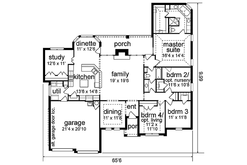 House Blueprint - Floor Plan - Main Floor for European House Plan #84-247 - 4 bed, 2 bath