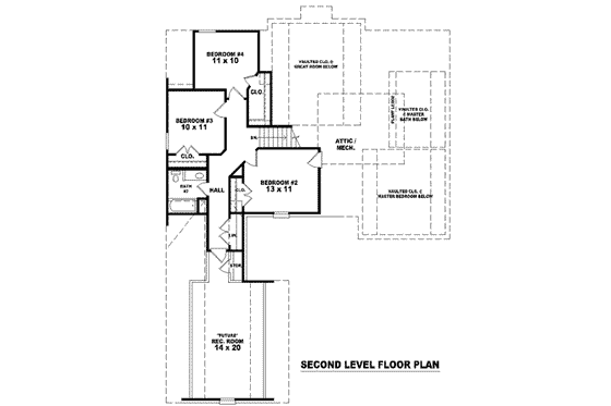 Floor Plan - Upper Floor for European House Plan #81-996 - 4 bed, 2.5 bath