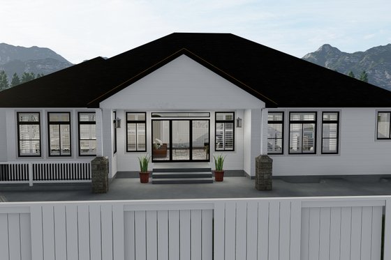 Exterior - Rear Elevation for Ranch House Plan #1060-30 - 5 bed, 3.5 bath