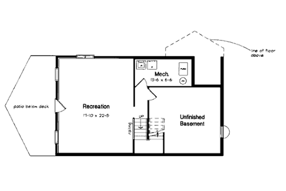 Floor Plan - Lower Floor for Bungalow House Plan #312-611 - 3 bed, 2.5 bath