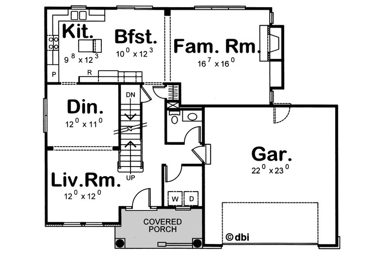 House Plan Design - Floor Plan - Main Floor for Cottage House Plan #20-2033 - 4 bed, 2.5 bath
