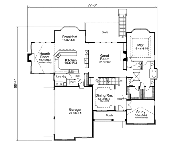 Traditional Floor Plan - Main Floor Plan #57-388