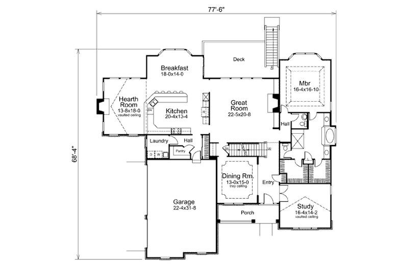 Dream House Plan - Floor Plan - Main Floor for Traditional House Plan #57-388 - 4 bed, 3.5 bath