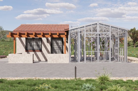 Exterior - Front Elevation 6 for Adobe / Southwestern House Plan #1106-155 - 2 bed, 2 bath