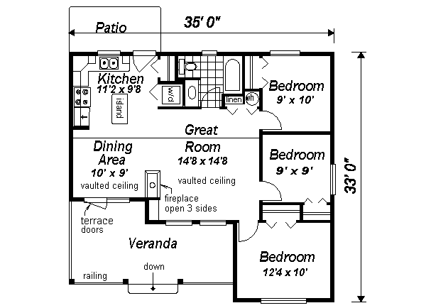 Architectural House Design - Ranch Floor Plan - Main Floor Plan #18-1046