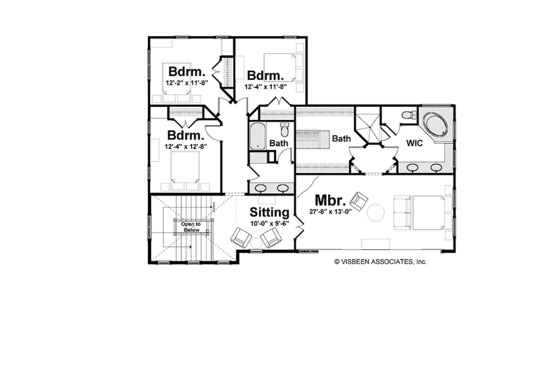 Floor Plan - Upper Floor for Tudor House Plan #928-234 - 4 bed, 2.5 bath