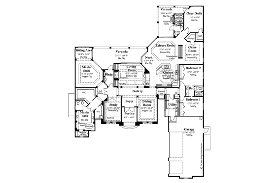 Floor Plan - Main Floor for Mediterranean House Plan #930-306 - 4 bed, 3.5 bath