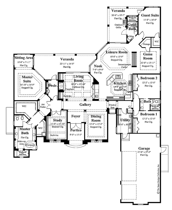 Architectural House Design - Mediterranean Floor Plan - Main Floor Plan #930-306