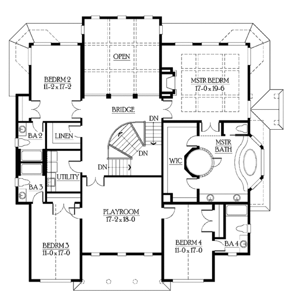 House Blueprint - Craftsman Floor Plan - Upper Floor Plan #132-490