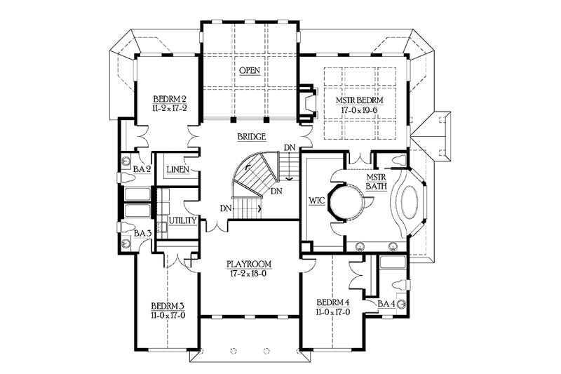 Home Plan - Floor Plan - Upper Floor for Craftsman House Plan #132-490 - 4 bed, 5 bath
