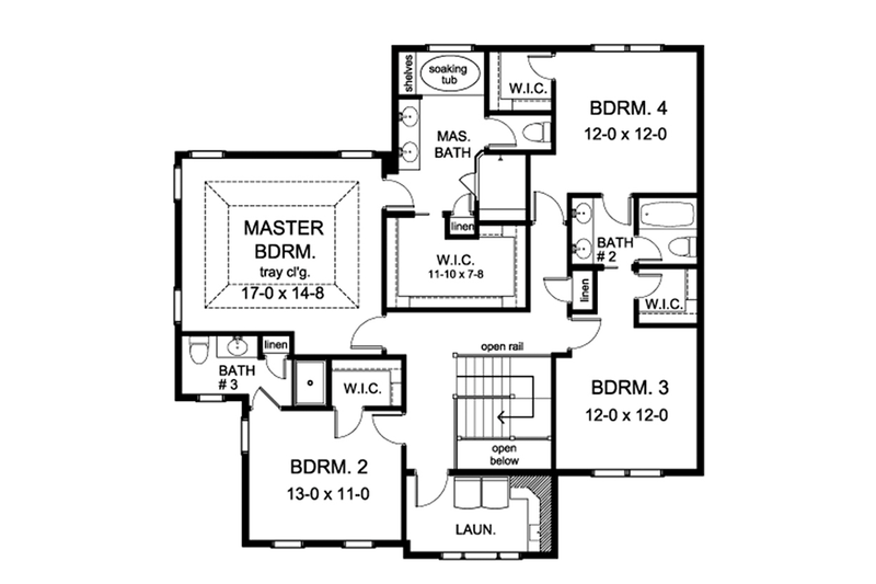 Dream House Plan - Floor Plan - Upper Floor for Colonial House Plan #1010-171 - 4 bed, 3.5 bath