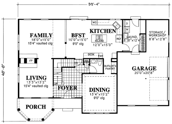 House Blueprint - Country Floor Plan - Main Floor Plan #1029-16